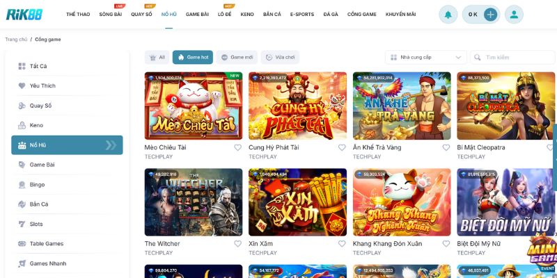 Khám phá thông tin về sảnh nổ hũ tại RIK88